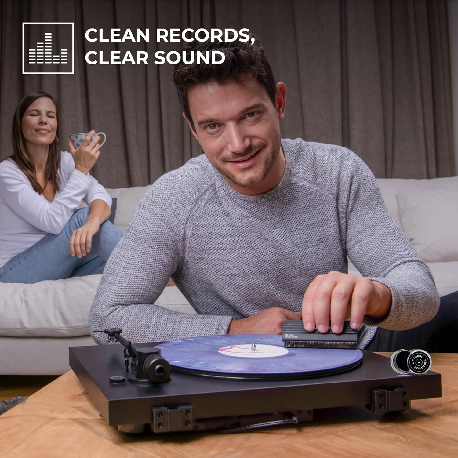Big Fudge Vinyl Record Care Cleaner Set – Anti-Static Carbon Fiber Record Cleaning Kit for Dust, Dirt & Debris Removal