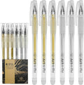 Art-n-Fly Gold & Silver Gel Pens, 6 Pack Metallic Fine Point Gel Pens, 0.7mm Tip with Japanese Archival Ink, Opaque Gold & Silver Pens for Black Paper, Drawing, Sketching, Journaling & Writing