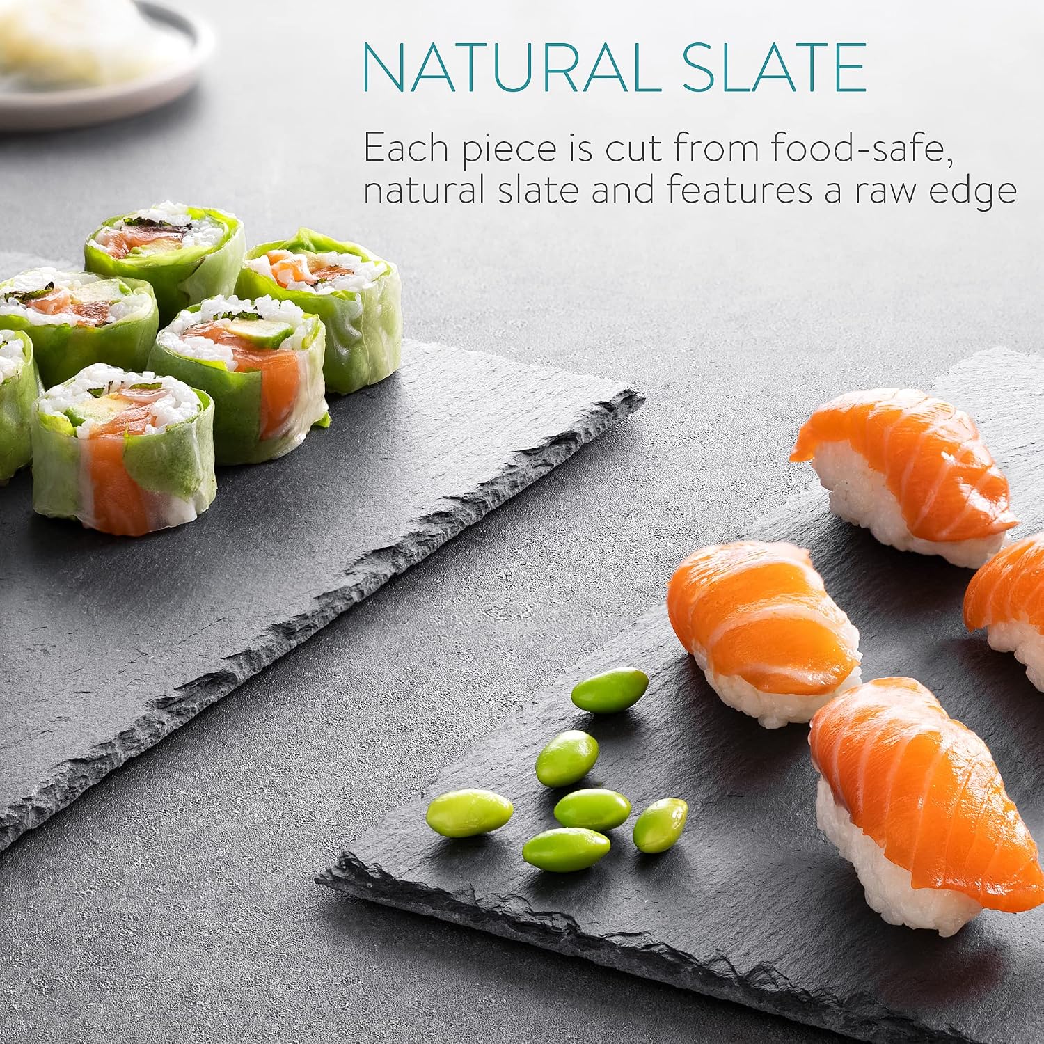Navaris Slate Plates Set of 2 – Extra Large Food-Safe Natural Stone Serving Boards for Cheese, Charcuterie & Appetizers (38 x 28 cm)