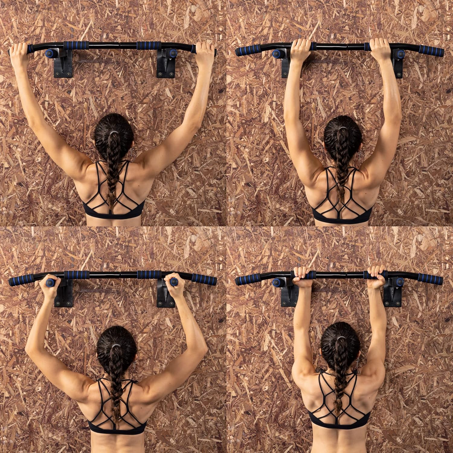 Navaris Wall Mounted Pull Up Bar – Home Gym Chin Up & Pull-Up Station with Foam Grip Handles (93 x 50.5 x 18 cm)