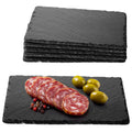 Navaris Slate Plates Set of 6 – Food-Safe Natural Black Slate Cheese & Charcuterie Serving Boards (9.1" x 5.9")