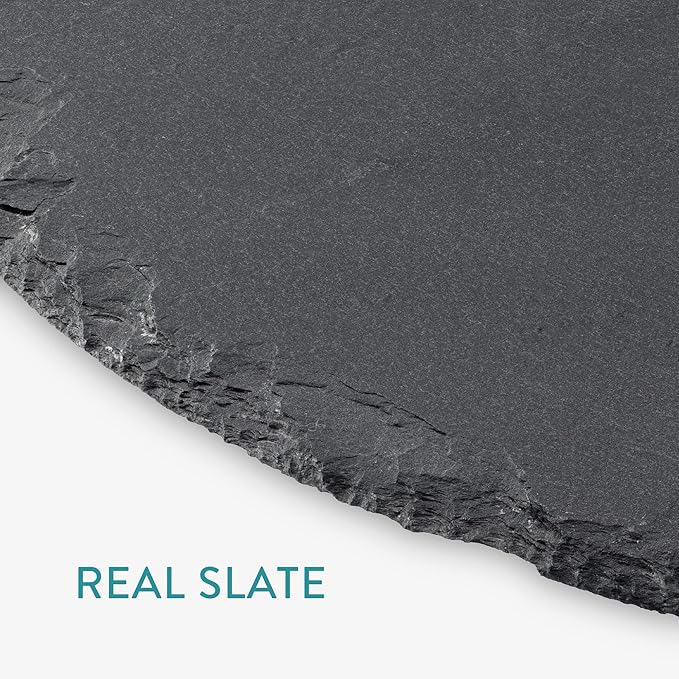 Navaris Slate Lazy Susan Serving Platter – 33cm Rotating Turntable Cheese Board for Desserts, Tapas, Snacks & Appetizers