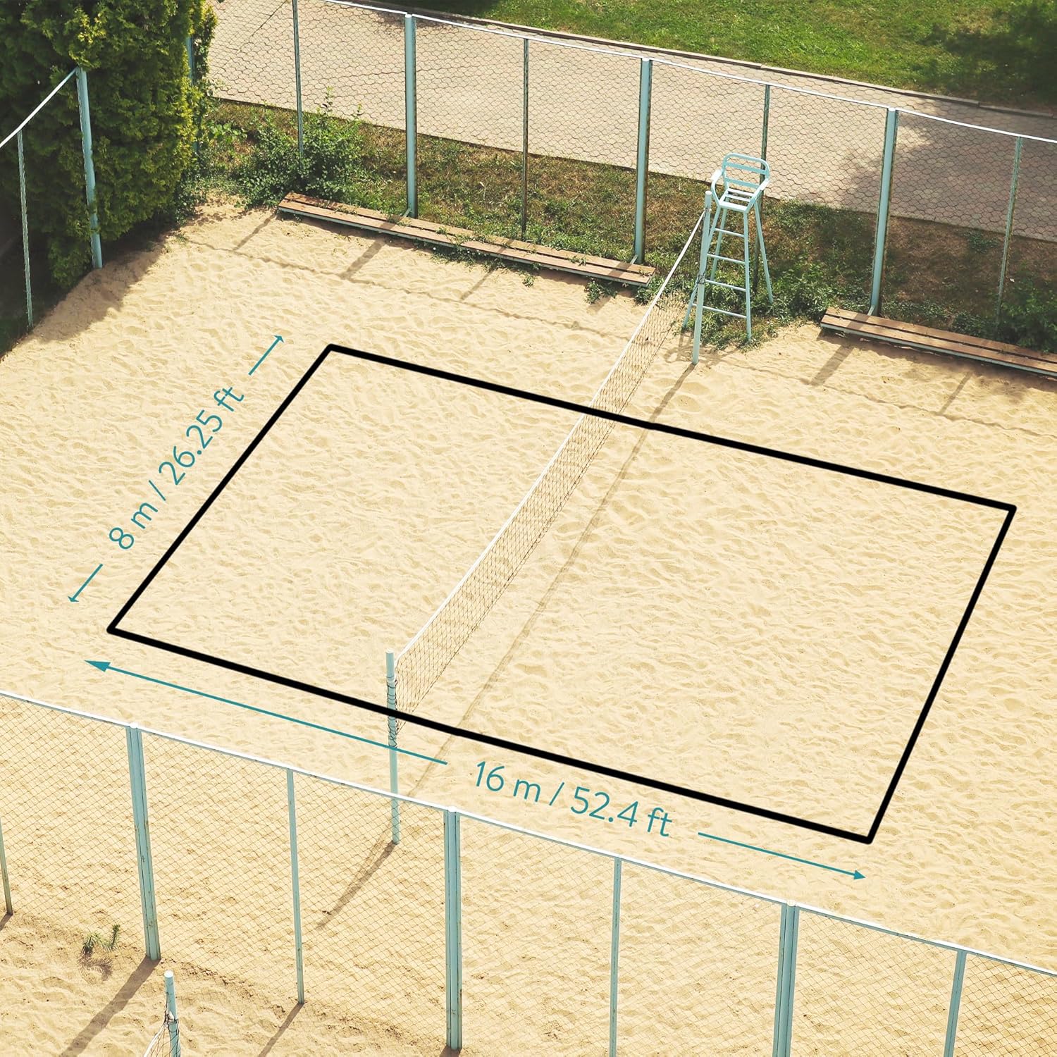 Navaris Beach Volleyball Net Set – Portable Outdoor Volleyball Net Kit with Weighted Tie System