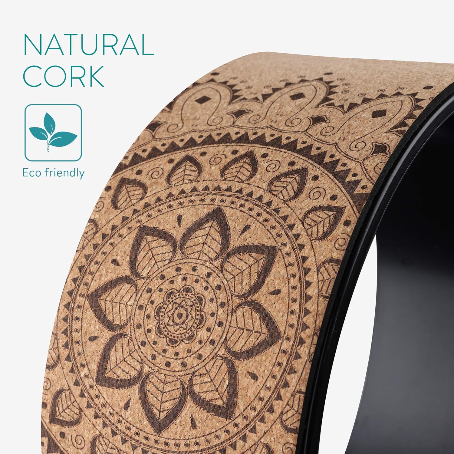Navaris Cork Yoga Wheel – 13" Yoga Prop for Stretching, Backbends, Flexibility & Balance Training