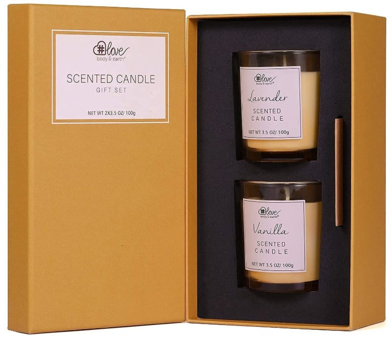 Body & Earth Love Scented Candle Gift Set, 2 Pcs