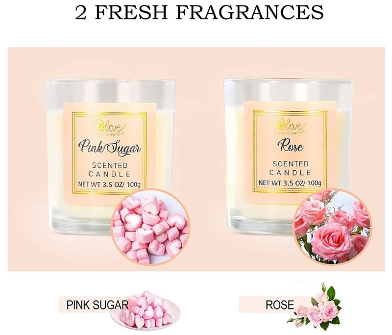Body & Earth Love Scented Candle Gift Set, 2 Pcs