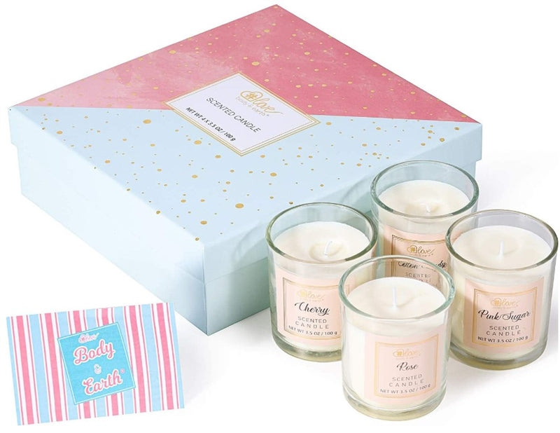 Body & Earth Love Scented Candle Gift Set, 4 Pcs