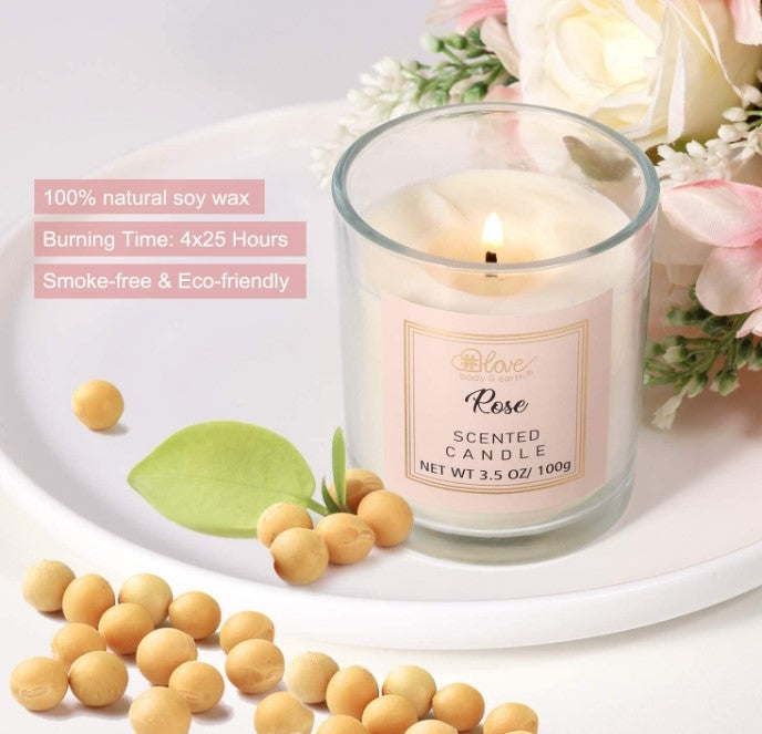 Body & Earth Love Scented Candle Gift Set, 4 Pcs