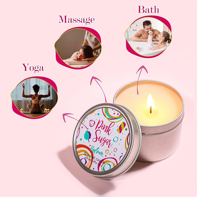 BFFlove Pink Sugar Spa Gift Set – Bubble Bath, Bath Salt, Massage Oil & Scented Candle Gift Box