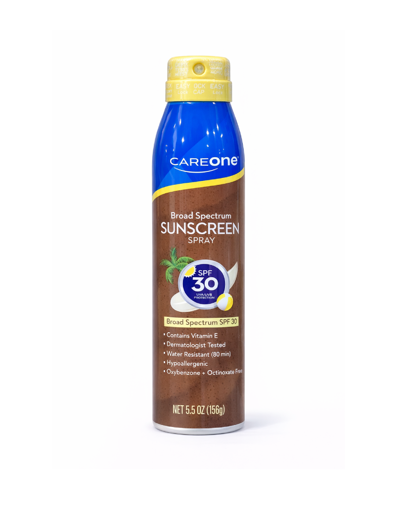 CareOne Sunscreen Spray SPF 30 – Broad Spectrum UVA/UVB Protection, Water Resistant (80 Minutes), Vitamin E, Oxybenzone & Octinoxate Free, 5.5 OZ (156 g)