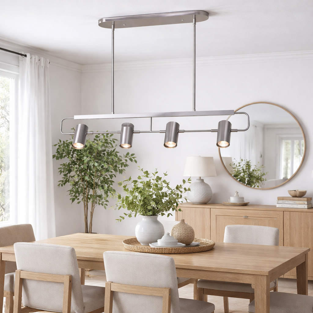 Canarm LEAL 4-Light Track Light – Brushed Nickel Directional Ceiling Lighting with Adjustable Heads