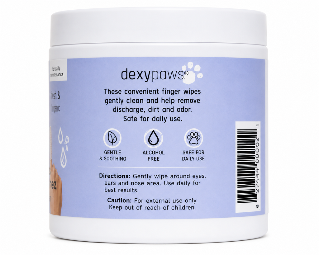 Dexypaws 100-Pack Cat Eye, Ear & Nose Cleaning Finger Wipes – 90gsm (4 x 8cm)