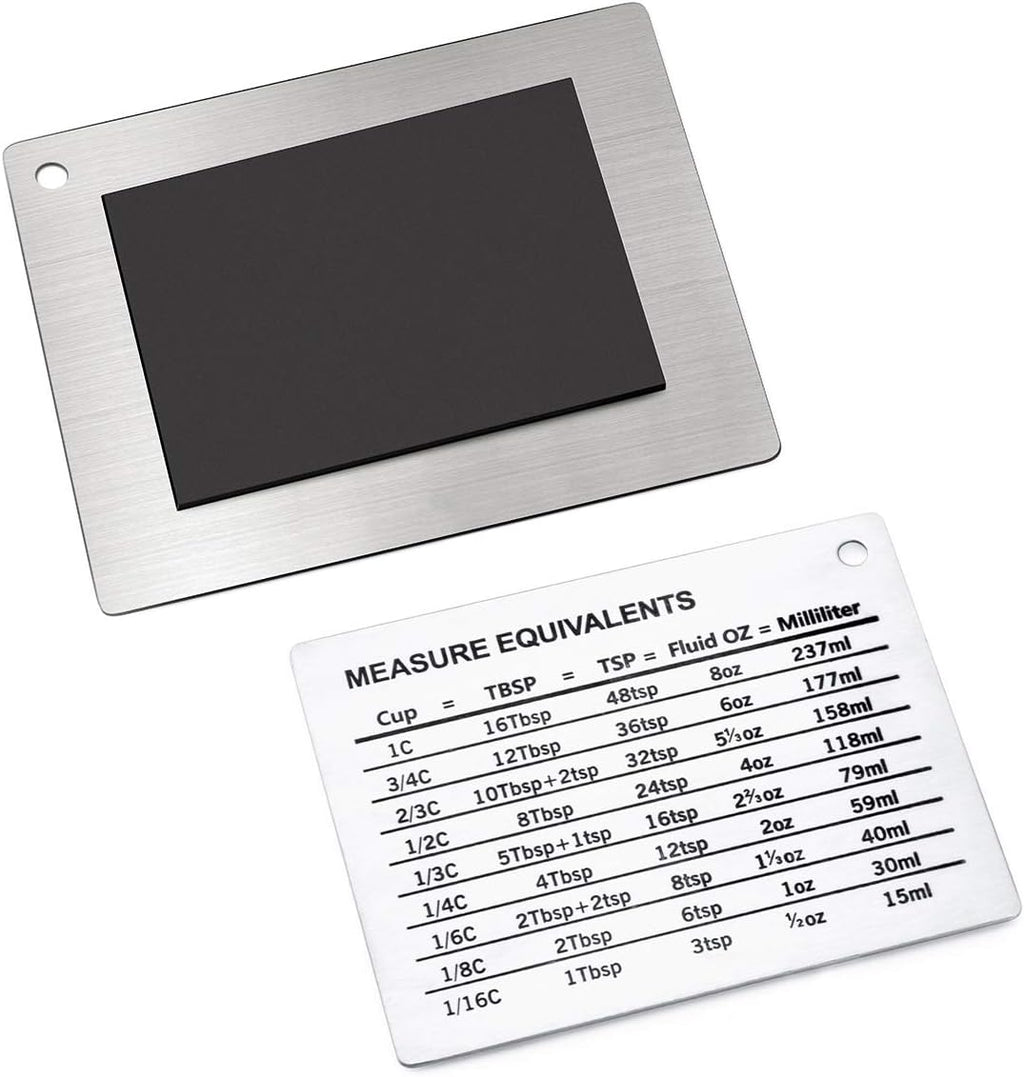 Magnetic Kitchen Conversion Chart – Stainless Steel Refrigerator Magnet with Cooking Measurement Guide (Cups, Tablespoons, Teaspoons, oz, mL)