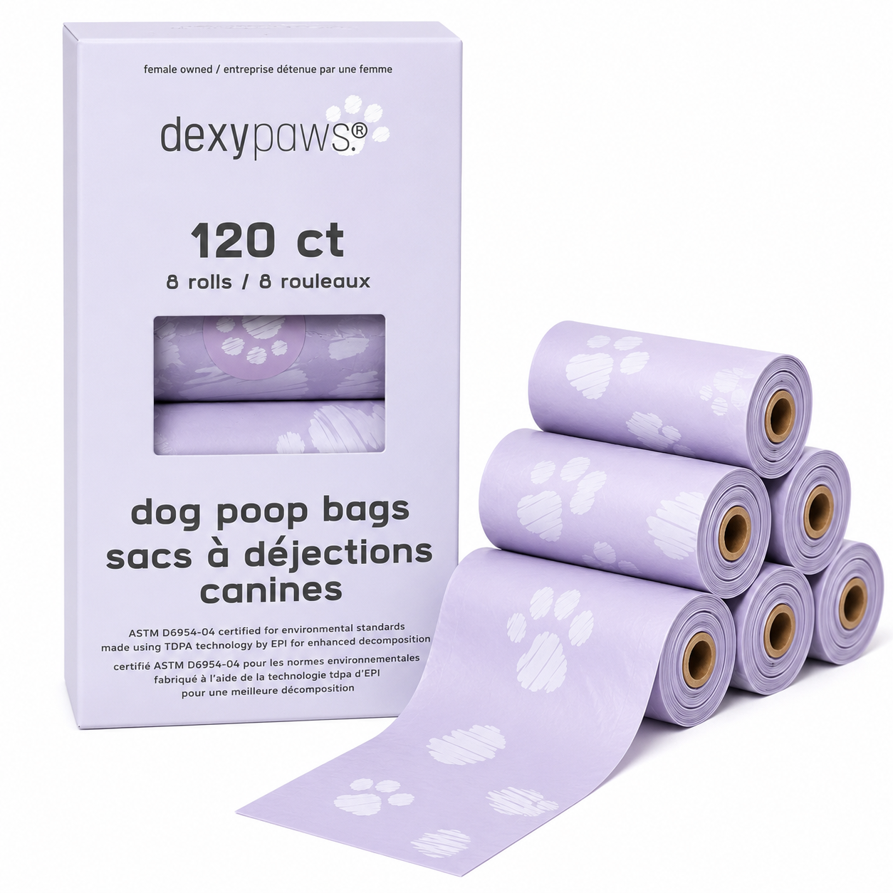 Dexypaws Lilac Dog Poop Bags – 120 Count