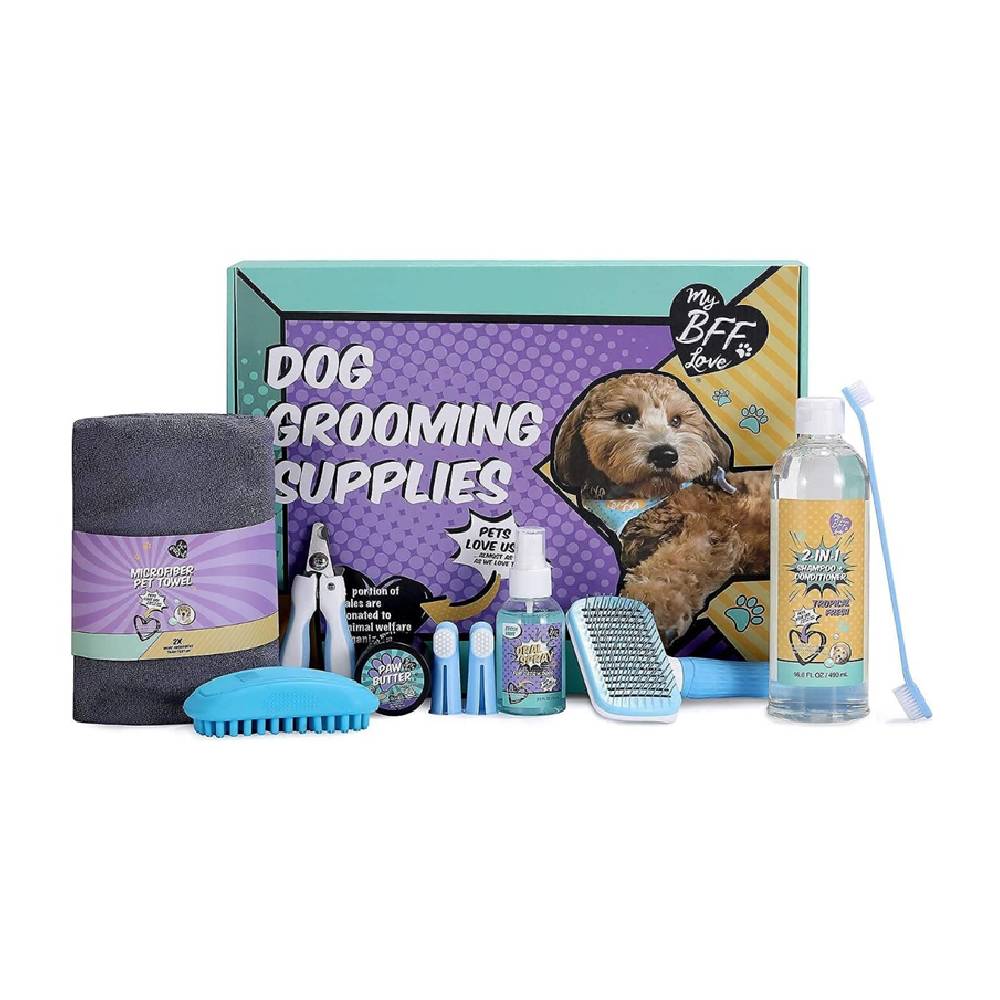 MY BFF LOVE All-Inclusive Dog Grooming Gift Set, 9 Pcs
