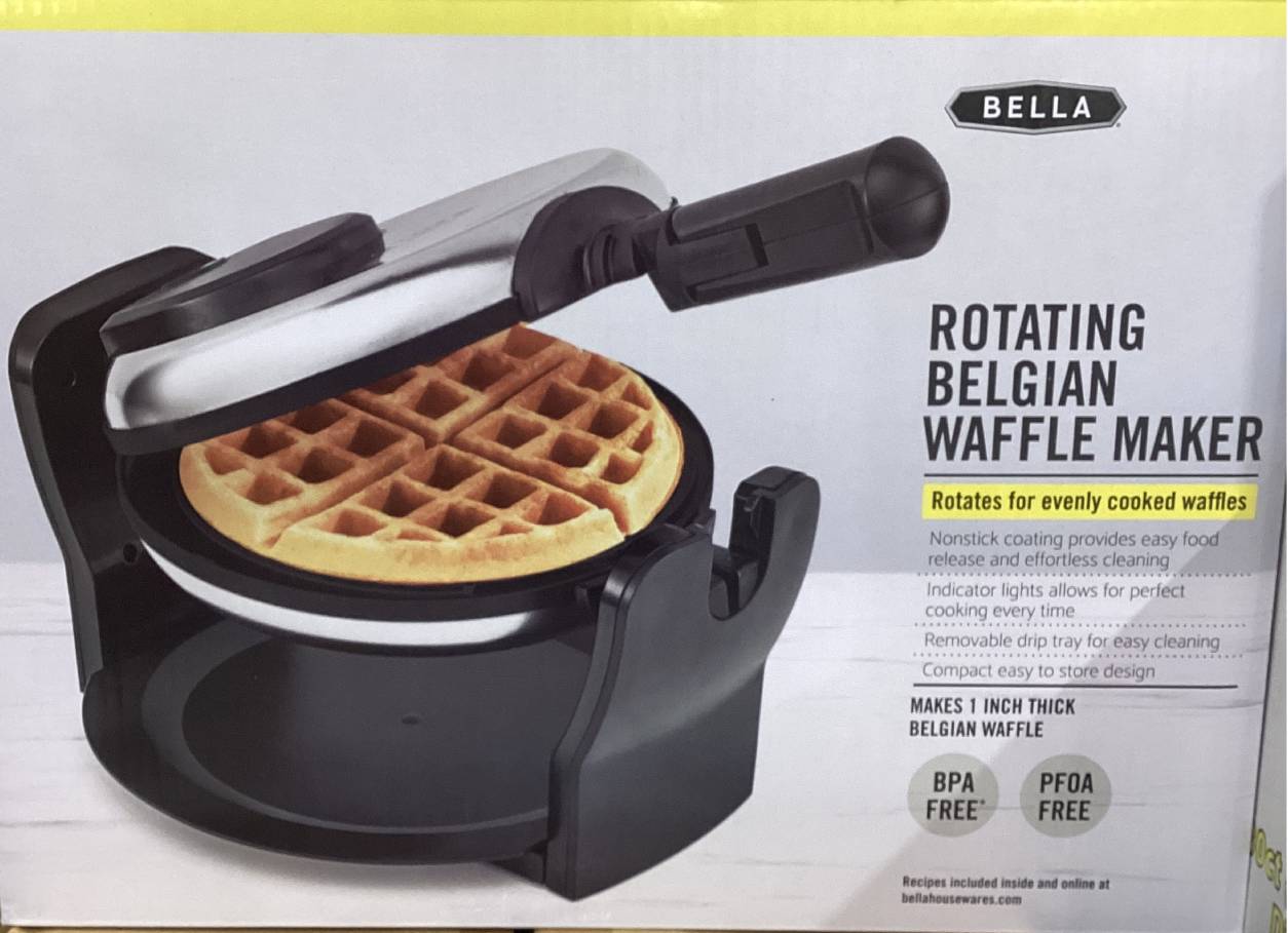 Bella Rotating Belgian Waffle Maker – Nonstick Flip Waffle Iron, 1-Inch Thick Waffles, BPA & PFOA Free