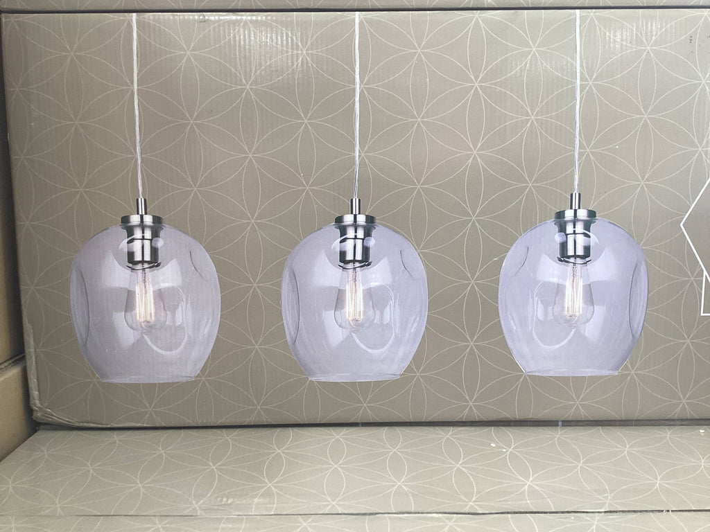 Como Brushed Nickel 3-Light Pendant Light with Clear Glass Globe Shades