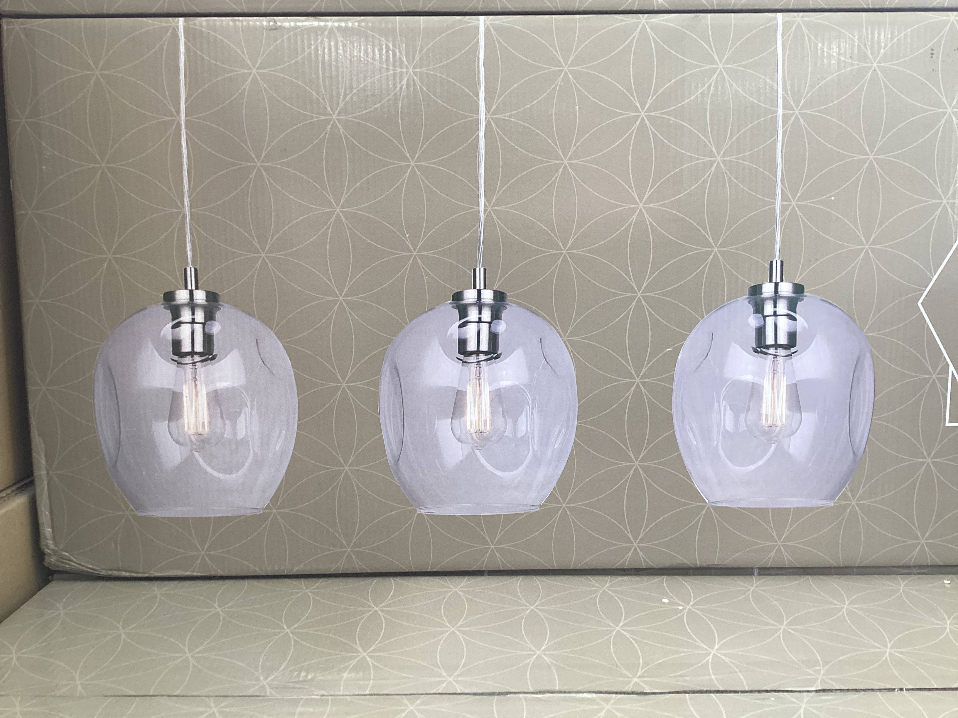 Como Brushed Nickel 3-Light Pendant Light with Clear Glass Globe Shades