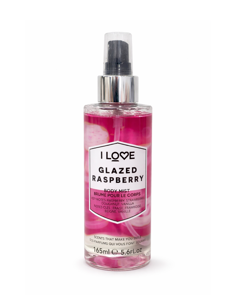 I Love Glazed Raspberry Body Mist – Sweet Fruity Fragrance Spray with Raspberry, Strawberry & Vanilla Notes, 165 ml (5.6 fl oz)