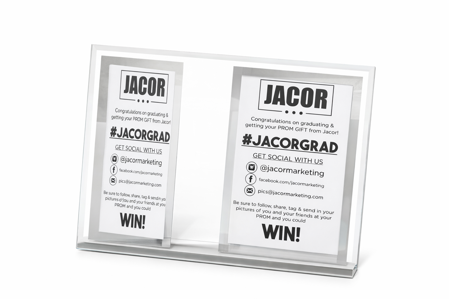 JACOR graduation contest promotion display