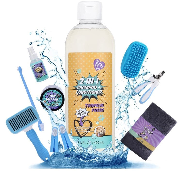 MY BFF LOVE All-Inclusive Dog Grooming Gift Set, 9 Pcs