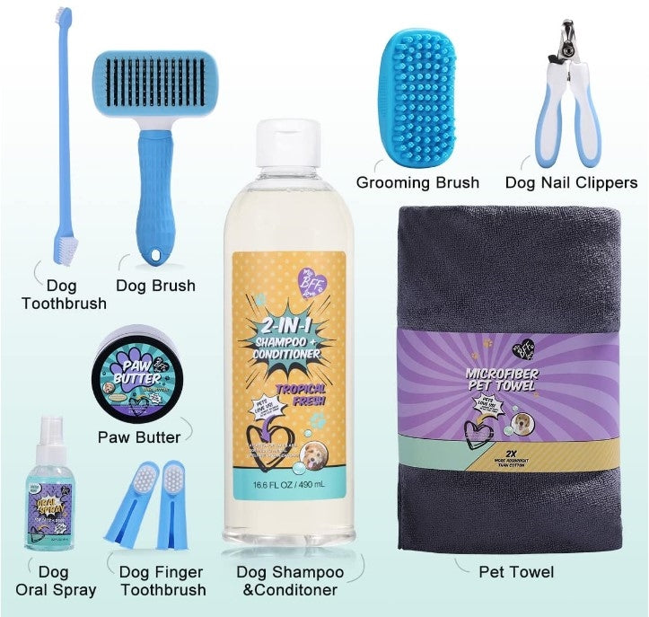 MY BFF LOVE All-Inclusive Dog Grooming Gift Set, 9 Pcs