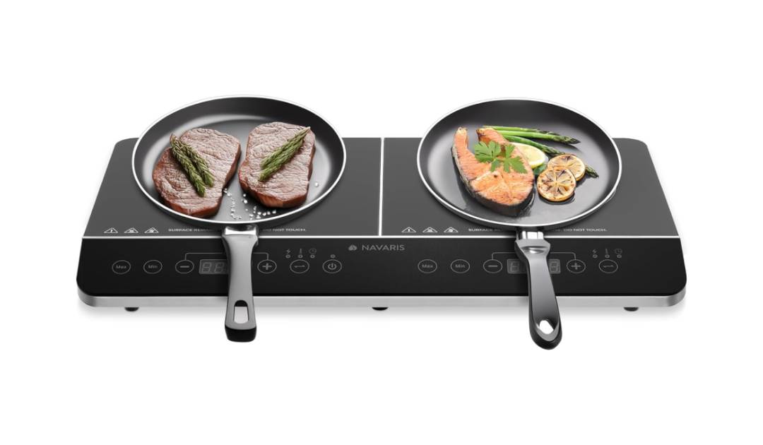 Navaris Double Induction Cooker – 1800W Portable Dual Induction Cooktop | 120V Electric Burner