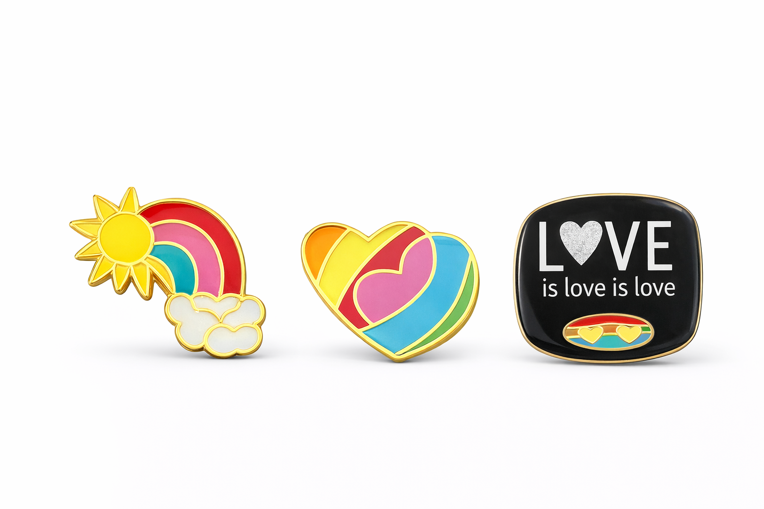 Pride Enamel Pins – Rainbow & Love Design Lapel Pins | LGBTQ+ Support Pins (Assorted Styles)
