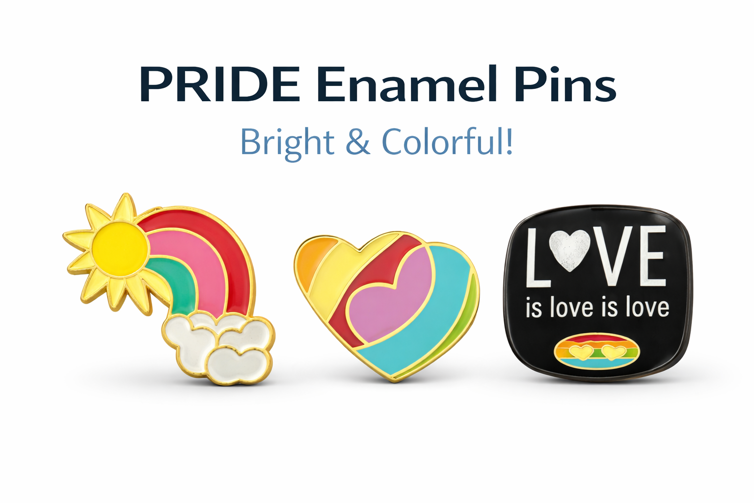 Pride Enamel Pins – Rainbow & Love Design Lapel Pins | LGBTQ+ Support Pins (Assorted Styles)