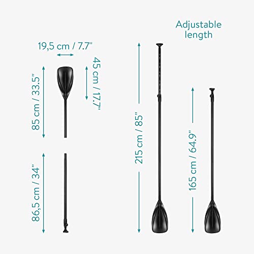 Navaris Telescopic Aluminum Paddle – Adjustable 165–215 cm Paddle for Kayaking, Canoeing, Rafting & Boating