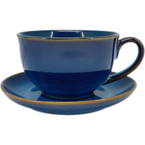 Blue Ceramic Cup and Plate Set – Stylish Coffee & Tea Cup with Matching Saucer