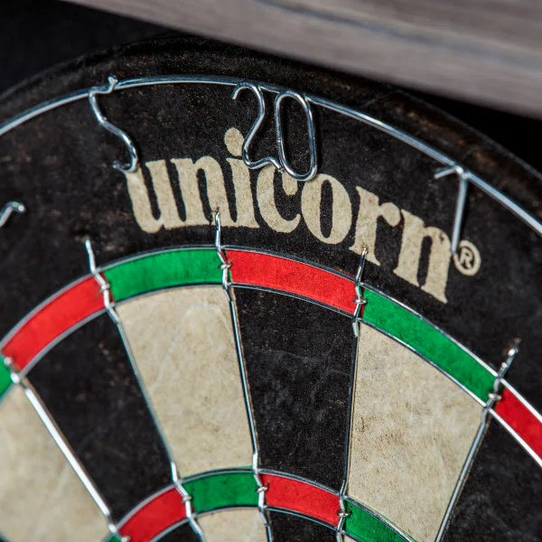Unicorn Stadium II Lighted Dartboard Cabinet Set – Professional Bristle Dartboard with LED Lighting & Scoreboards