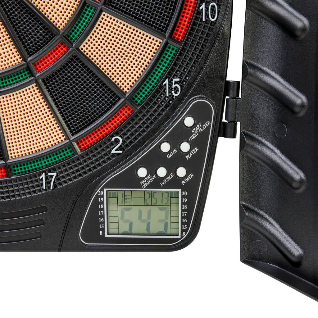 Unicorn ELX300 Electronic Dartboard Cabinet Set with LCD Display & Soft Tip Darts