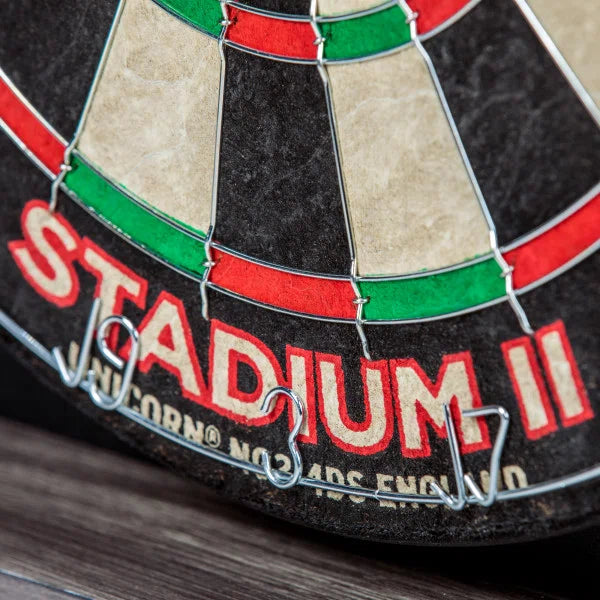 Unicorn Stadium II Lighted Dartboard Cabinet Set – Professional Bristle Dartboard with LED Lighting & Scoreboards