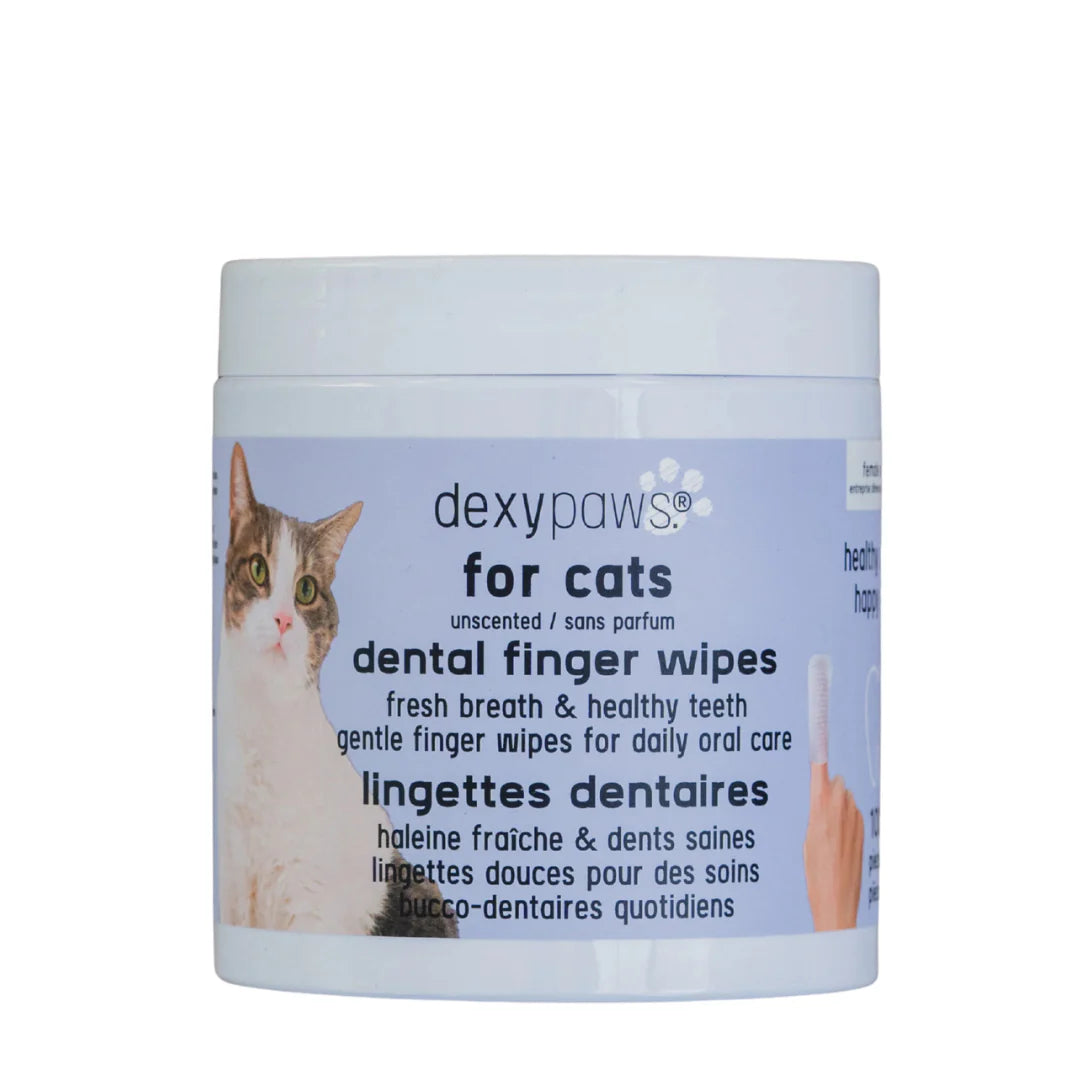 Dexypaws 100-Pack Dental Cleaning Finger Wipes for Cats
