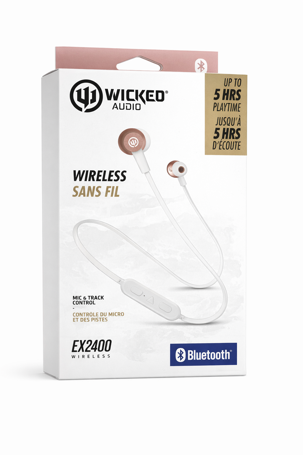 Wicked Audio EX2400 Wireless Bluetooth Earbuds with Mic & Track Control – Up to 5 Hours Playtime