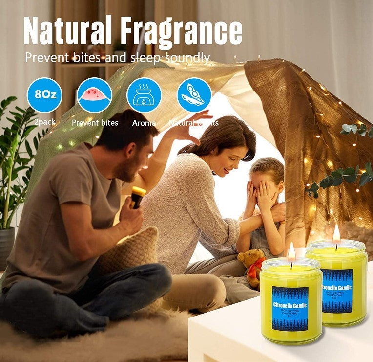 Citronella Scented Soy Wax Outdoor & Indoor Candle Gift Set, 4 x 8 Oz