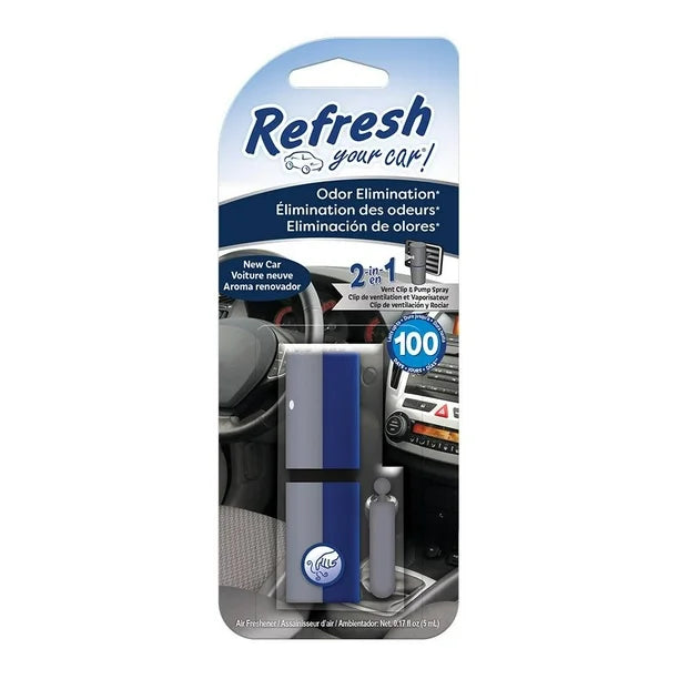 2-in-1 Car Air Freshener Vent Clip & Spray – New Car Scent – Odor Eliminator, Long Lasting (Up to 100 Days)