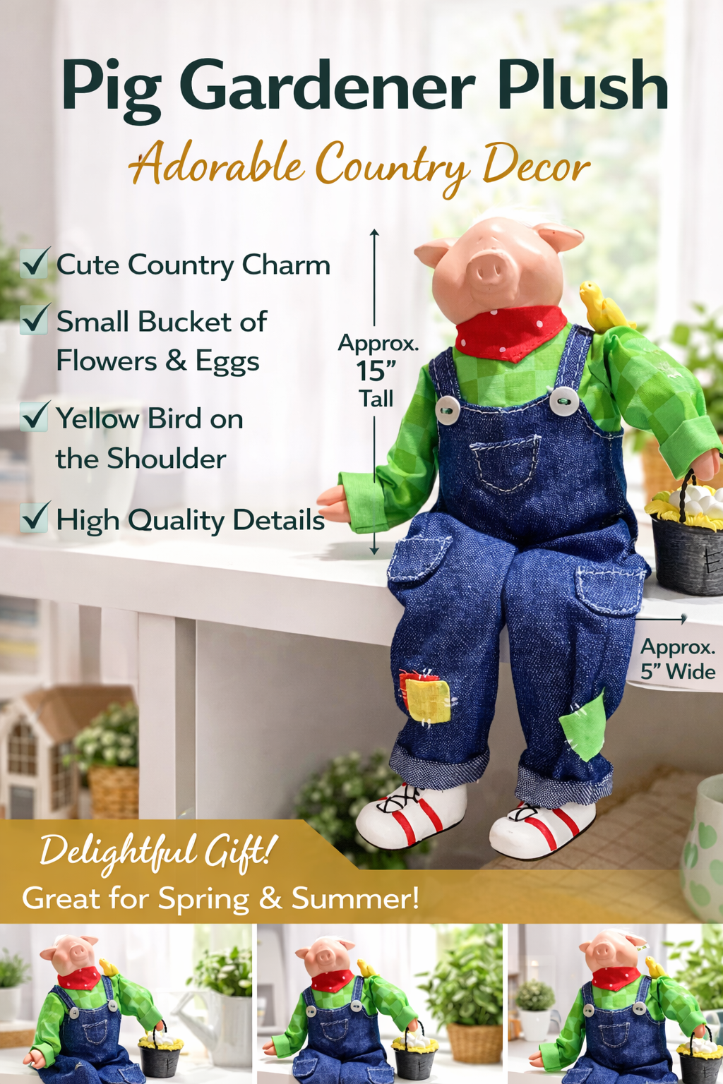 Avon “Down On The Farm” Animal Sitters Pig – Decorative Pig Figurine for Home Décor