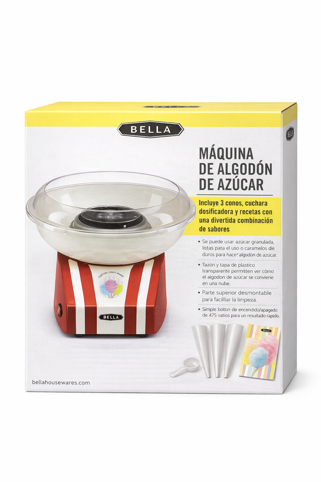 Bella Cotton Candy Maker Machine – Includes Cones & Scoop