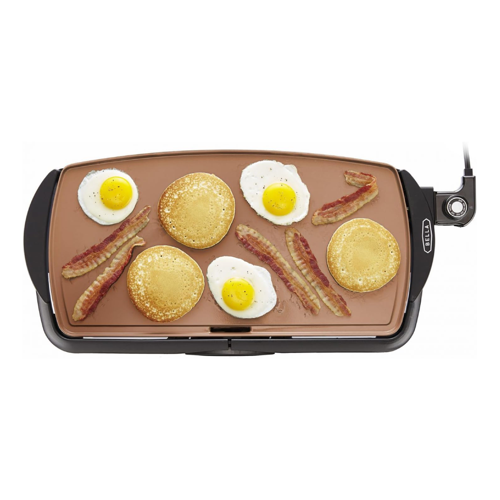 Bella Electric Ceramic Titanium Griddle – Nonstick Flat Cooking Surface with Temperature Control | Model 14606