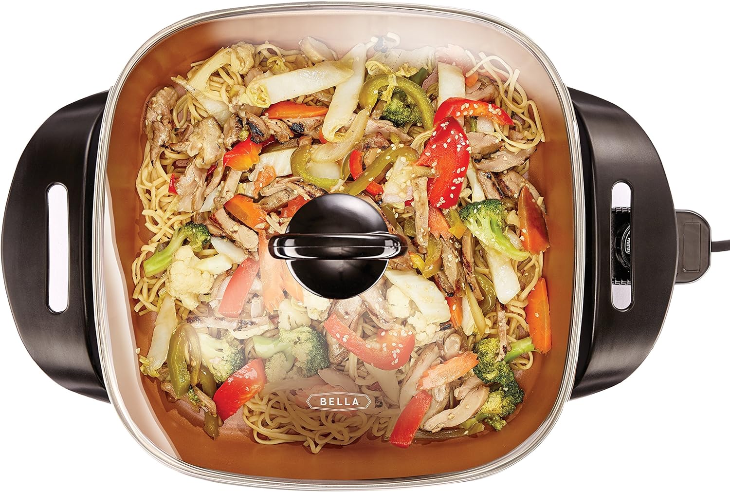 Bella Electric Ceramic Titanium Skillet – Nonstick Frying Pan with Glass Lid | Model 14607