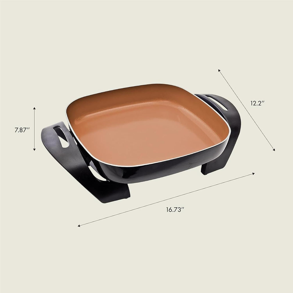Bella Electric Ceramic Titanium Skillet – Nonstick Frying Pan with Glass Lid | Model 14607
