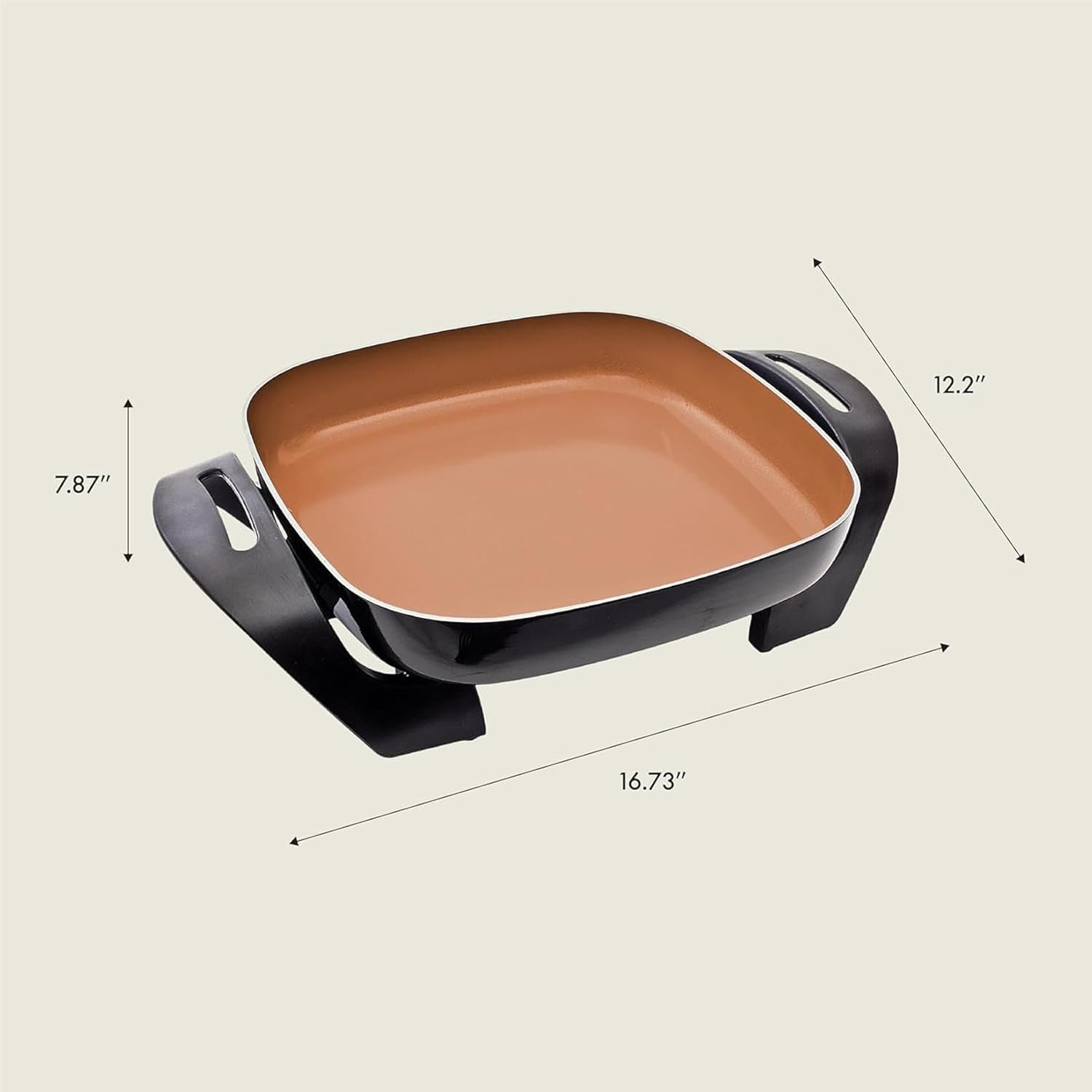 Bella Electric Ceramic Titanium Skillet – Nonstick Frying Pan with Glass Lid | Model 14607