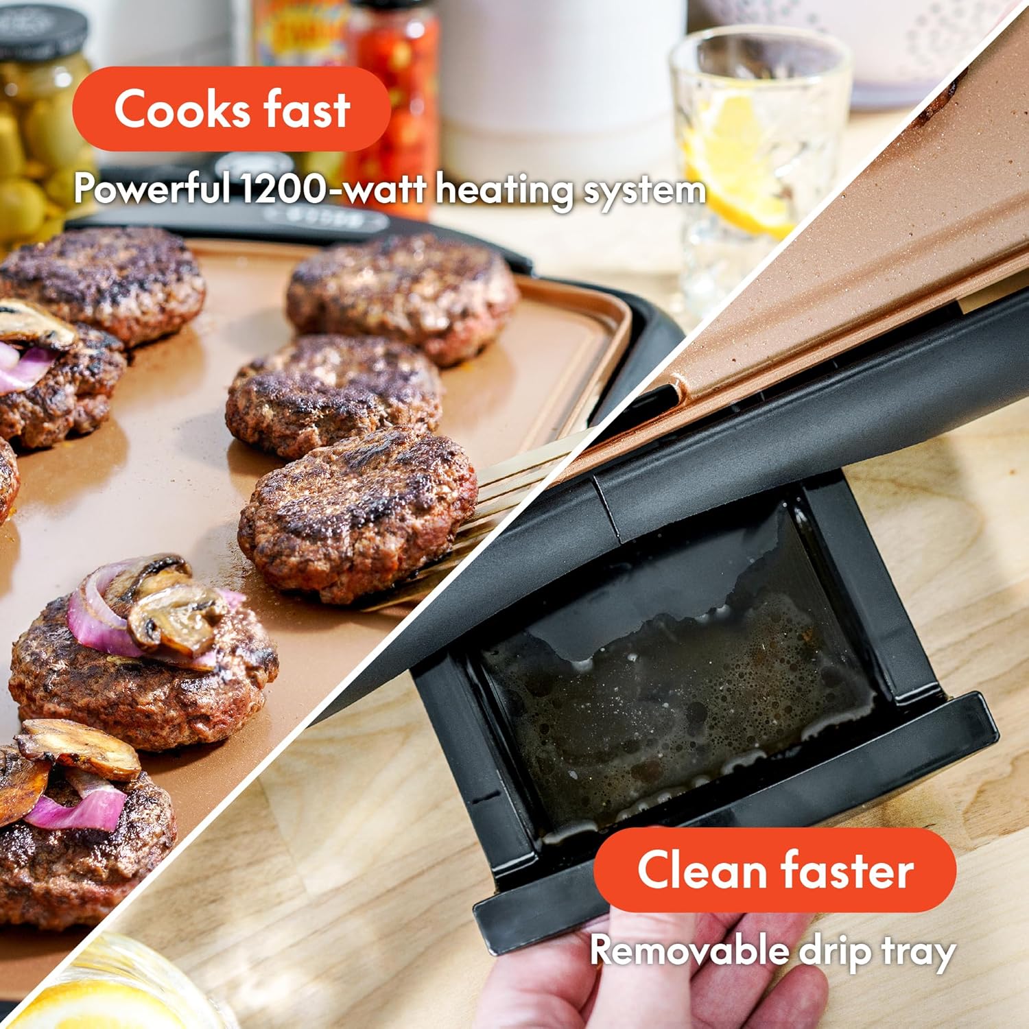 Bella Electric Ceramic Titanium Griddle – Nonstick Flat Cooking Surface with Temperature Control | Model 14606