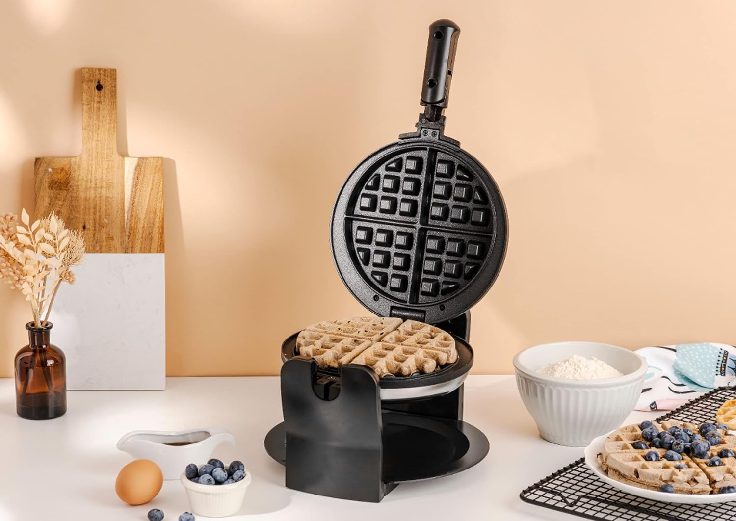 Bella Rotating Belgian Waffle Maker – Nonstick Flip Waffle Iron, 1-Inch Thick Waffles, BPA & PFOA Free