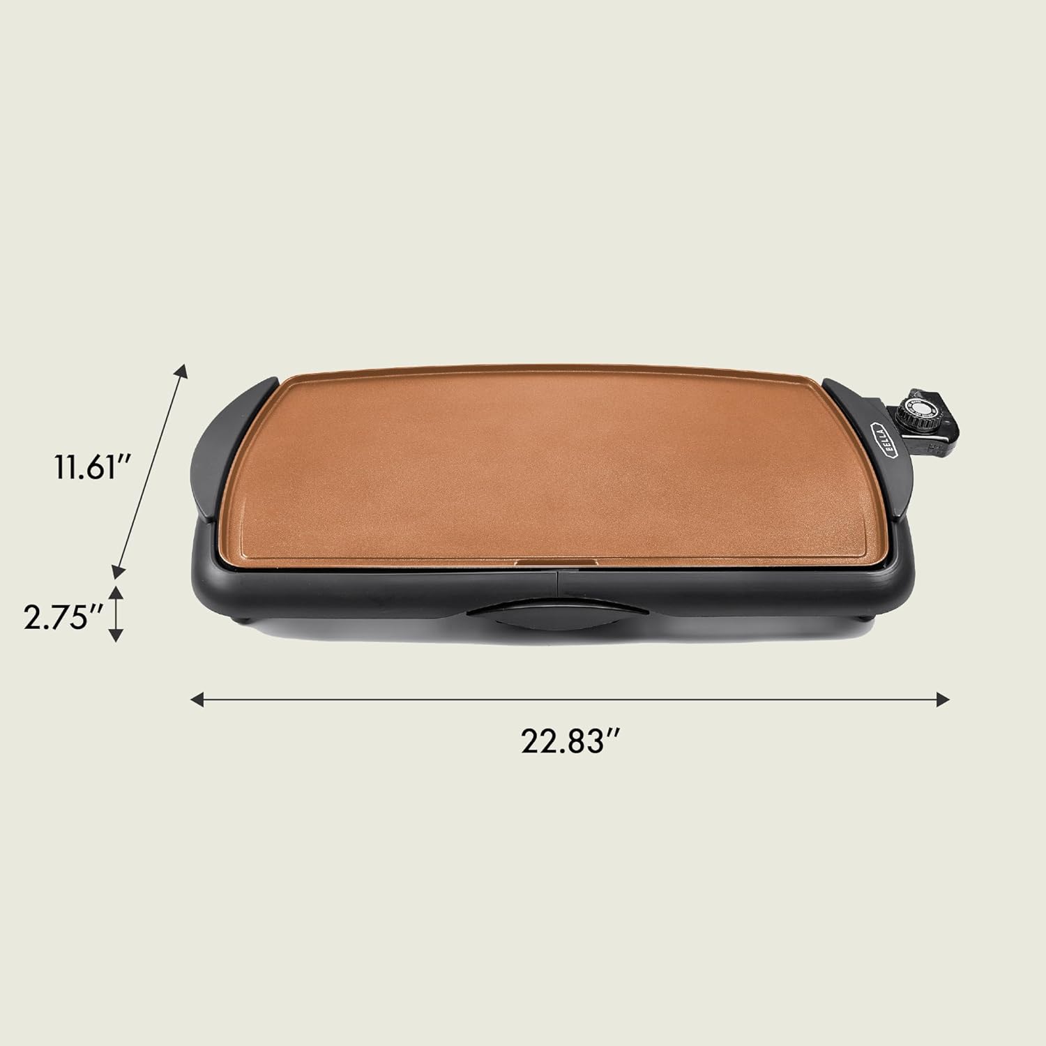 Bella Electric Ceramic Titanium Griddle – Nonstick Flat Cooking Surface with Temperature Control | Model 14606