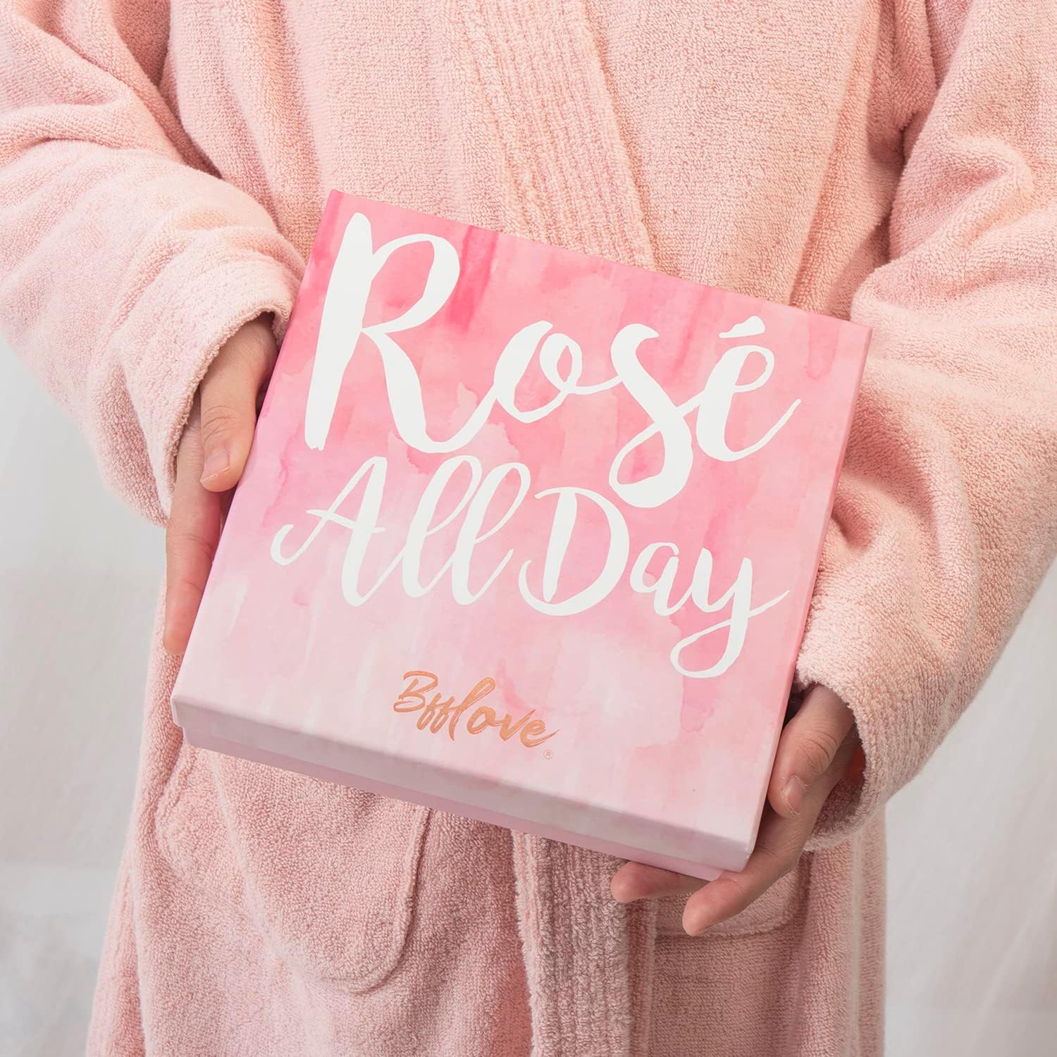 BFFlove Rosé All Day Spa Gift Set – Rose Scent Bath Salt, Body Scrub, Essential Oil, Soap & Dried Rose Petals Gift Box