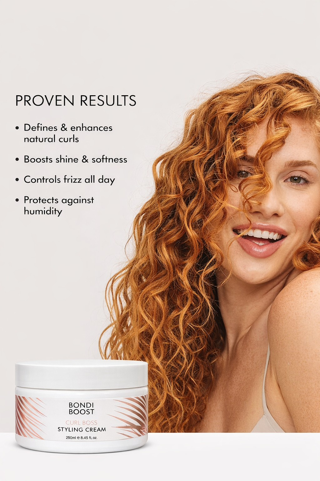 Bondi Boost Curl Boss Styling Cream – Curl Defining & Frizz Control Cream, Lightweight Hold, Hydrating Formula for Wavy & Curly Hair, 250 ml (8.45 FL OZ)