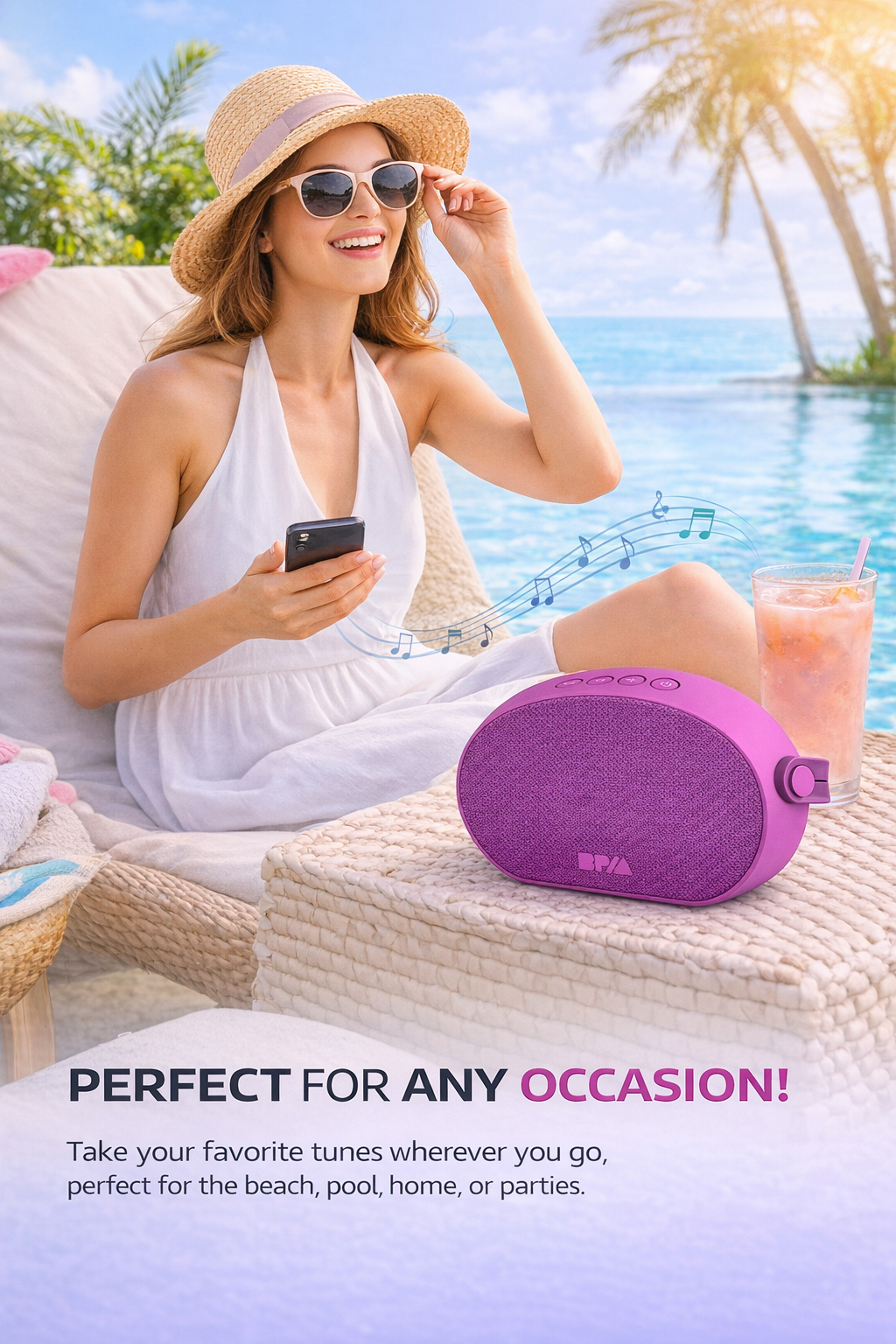 BPM Portable Bluetooth Speaker – Wireless Fashion Speaker with Hands-Free Calling | Model BPM-SP220U